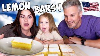 Brits Try LEMON BAR Recipe for the first time! [Lemon Bars are AMAZING] !