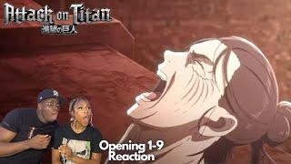 RUMBLING IS THE BEST OPENING EVER!! ATTACK ON TITAN OPENINGS 1-9 REACTION/REVIEW