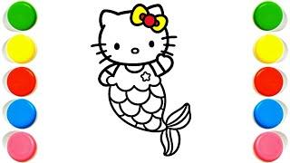 How to Draw Hello Kitty Mermaid for Kids, Drawing & Coloring for Kids & Toddlers, Drawing for Kids