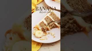 Banana cake with brown butter frosting and salted caramel  recipe at sugarandsparrow.com #cake