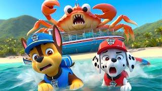 Paw Patrol Ultimate Rescue | CHASE x MARSHALL Being Attacked By KING CRAB?! Funny Story | Rainbow 3