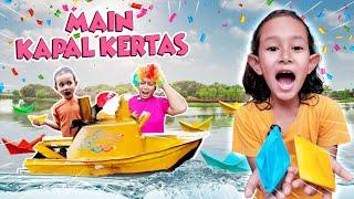 QAIREEN DAN KIRANA BIKIM KAPAL DARI KERTAS LIPAT BARENG GEMOY  KITA MAININ KAPALNYA DI SUNGAI !