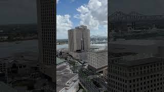 View of Mississippi River & New Orleans skyline from top of a high-rise building #neworleans