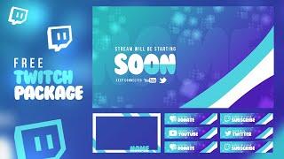 Full Twitch Stream Package FREE Template (Twitch Overlay, Offline Screen & Panels)