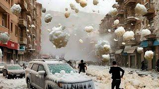 A few minutes ago in Spain! Unprecedented hail destroyed thousands of cars in Catalonia