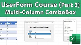 Excel Multi Column ComboBox (The Correct Usage) - UserForm Course 3