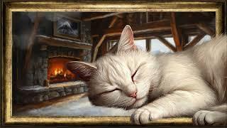 PURRING and Fire Crackling Sound for Cats to Sleep calming music for pet relaxation
