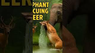 Elephant Rescuing Deer from Drowning #elephant #rescue #jungle #beastsaviors #humanity #animalshorts