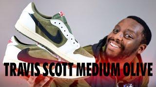 Air Jordan 1 Low Travis Scott Medium Olive OnFoot Sneaker Review QuickSchopes 732 Schopes DM7866 200