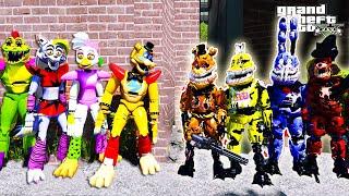 All TWISTED Animatronics VS All GLAM ROCK Animatronics! GTA 5 Mods FNAF Multi Pulti