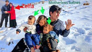 "Mohammed, his motherless babies, caught in the snow and going to Zulfa"