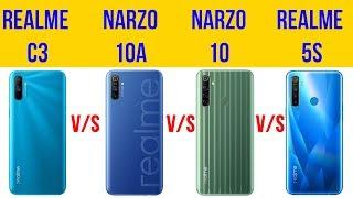 Narzo 10,10A vs Realme C3, 5s: Full Comparison Overview | G80 vs G70 vs SD665 Comparison [Hindi]