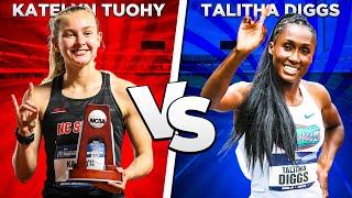 Pre-Race Interview. Talitha Diggs & Katelyn Tuohy. NCAA Indoor Championships 2023.