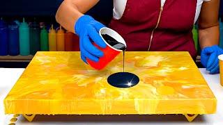 Bright YELLOW Base - YAY or NAY??Super CONTRASTING Acrylic Pouring - Abstract Painting Art Tutorial