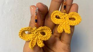 DIY Ribbon Drop Crochet Earrings |by Crafty Camille