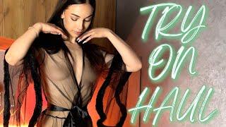 [4k] Transparent try on haul | a stunning sheer black robe