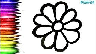 Flower  Drawing, Colouring for Kids, Toddlers, Drawing for Kids,  @DRAWINGWITHNITA