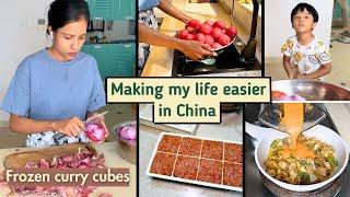 I made frozen curry cubes in bulk I 9Kg tomatoes & onions I Simplifying Indian cooking in China