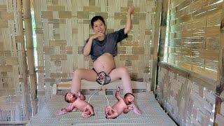 8 Months Pregnant Single Mother Endures Labor Pains in Late Stage of Pregnancy. Knit Bamboo Basket