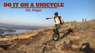 Riding down Mount Major on a Unicycle