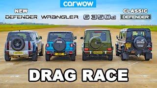 Mercedes G350 vs Jeep vs NEW & OLD Defender: DRAG RACE!