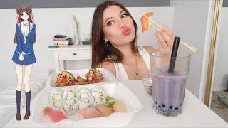 sushi & boba mukbang + anime recs!!!