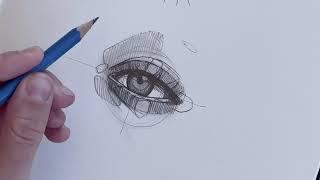 Drawing an eye in Polina Bright sketching style