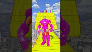 GTA V - EPIC RAGDOLLS | IRON HULK & RAINBOW MINIONS BANBAN JUMPS/FAILS S02 EP.173 #shorts #gta