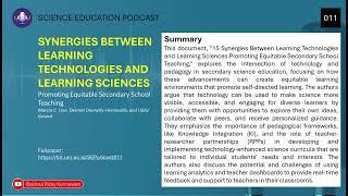 Science Education Podcast 011: Synergies Between Learning Technologies and Learning Sciences