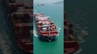Massive International Container Ship Hauler Powers To Vancouver BC Canada #ship #containership