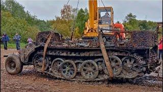 ПОДЪЁМ НЕМЕЦКОГО АРМЕЙСКОГО ТЯГАЧА Sd.Kfz.8 ПОД ВЕЛИКИМ НОВГОРОДОМ С ВЕЩАМИ СОЛДАТ / СЕНТЯБРЬ 2021