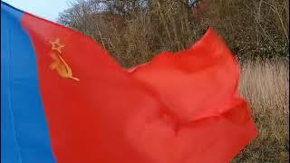 Flag and anthem of the Russian SFSR and the Soviet Union.