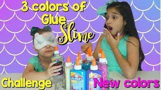 3 Colors of Glue Slime Challenge!!! New Colors!!!