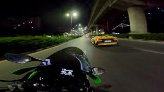 Kawasaki Ninja ZX10R vs Lamborghini Hurracan hyper ride #kawasaki #lamborghini #race #speed #wheelie