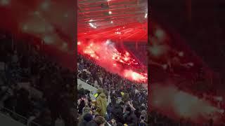 FC Augsburg Pyro Show at DFB Pokal Match Against Karlsruher