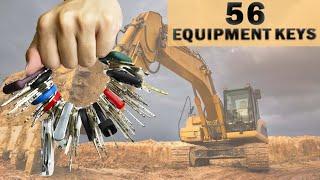 56 Pcs Heavy Equipment Keys Construction Ignition Machinery Key Set with MultiTactical Keychain