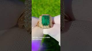 Natural emerald and diamonds ring, GIA certified, 14k white gold, www.goldaevo.com #naturalgem