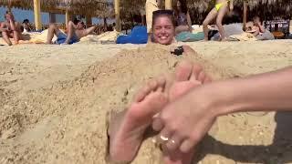 Feet tickling on the beach. girlfriend feet tickle in public. Subscribe this channel.