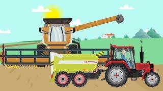 Farm work - Combine Harvester and Tractor They work hard | Fairy tale about Farmers - Bazylland