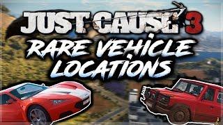 JUST CAUSE 3 ALL RARE VEHICLE LOCATIONS (Squalo X7, Verdeleon 3, Weimaraner W3, F1 Car AND MORE!!!)