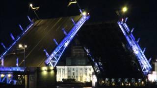 Opening of Palace bridge over the Neva River in Saint Petersburg , Russia