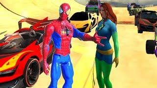 SUPERHERO CARS Racing Challenge MULTI Rampa ! Crazy car Stunts games Mobile gameplay 3d