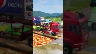 Cars vs bollards Flatbed trailer truck vs train #beamng #beamngdrive