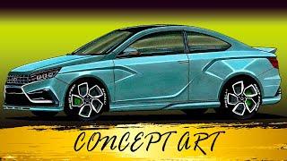 Делаем sketch Lada Vesta Coupe 2021 | New sketch Lada Vesta Coupe | Realistic car drawing Lada Vesta