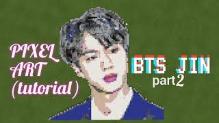 BTS Pixel Art Minecraft Tutorial: BTS JIN (KIM SEOKJIN)- Slower version | Part 2