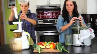 Juicers - Hurom Slow Juicer vs. Breville Centrifugal Juicer - Juicing demo
