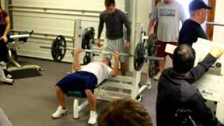 Dustin Koedel benching 200 lbs.