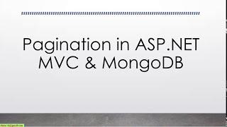 Pagination In MongoDB and ASP.Net MVC