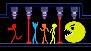 Red and Blue , Stickman Escape Animation - Part 33( PACMAN )