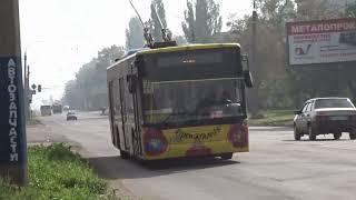 Cherkasy, trolleybus LAZ E183D1 No. 375 Lviv Bus Plant. Transport painted with flowers